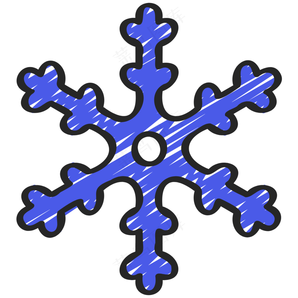 蓝色雪花 铅笔手绘图标icon