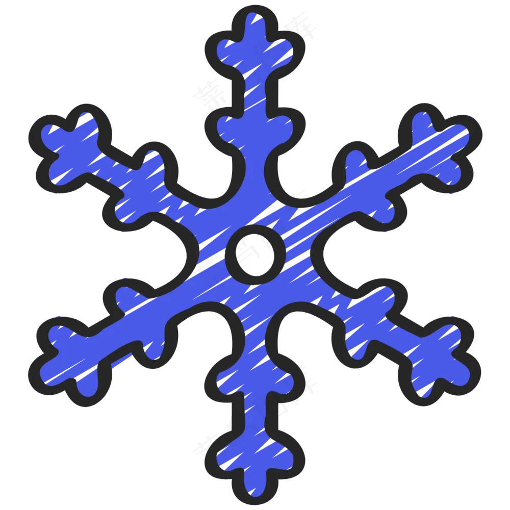 蓝色雪花 铅笔手绘图标icon