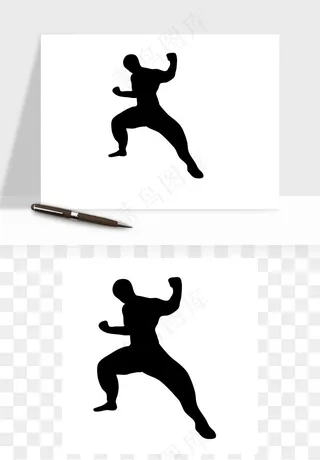 拳击空手道人物剪影矢量
