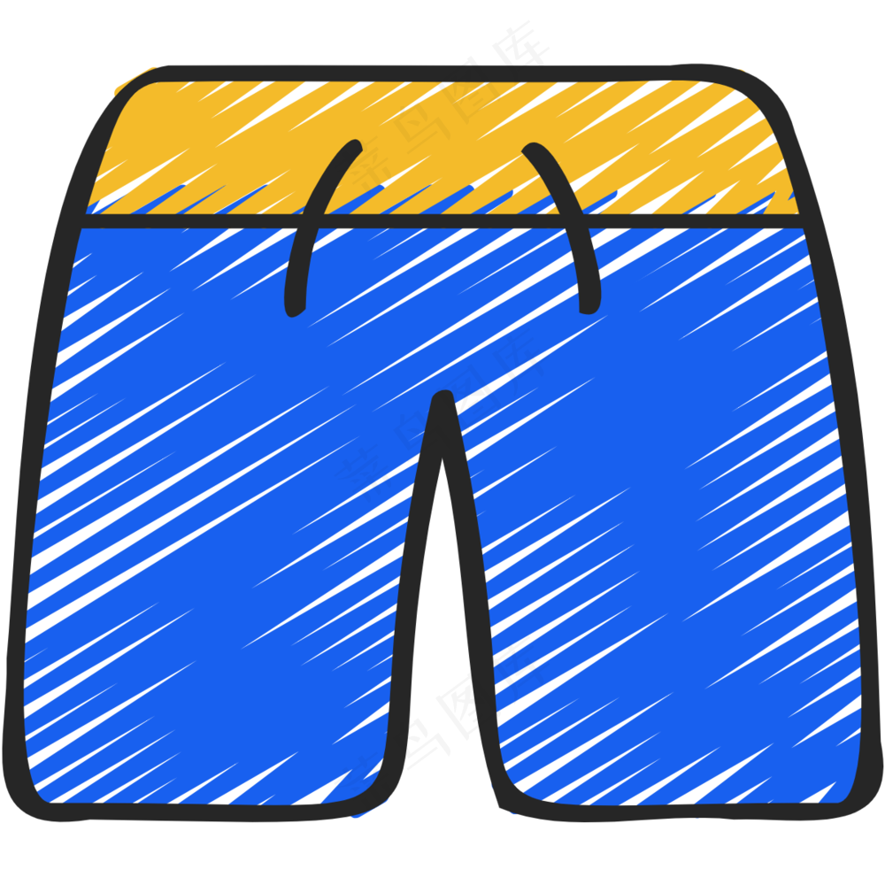 蓝色游泳短裤 铅笔手绘图标 icon