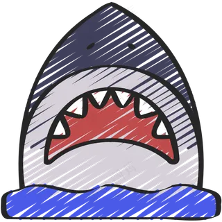 可爱呆萌小鲨鱼 铅笔手绘图标icon