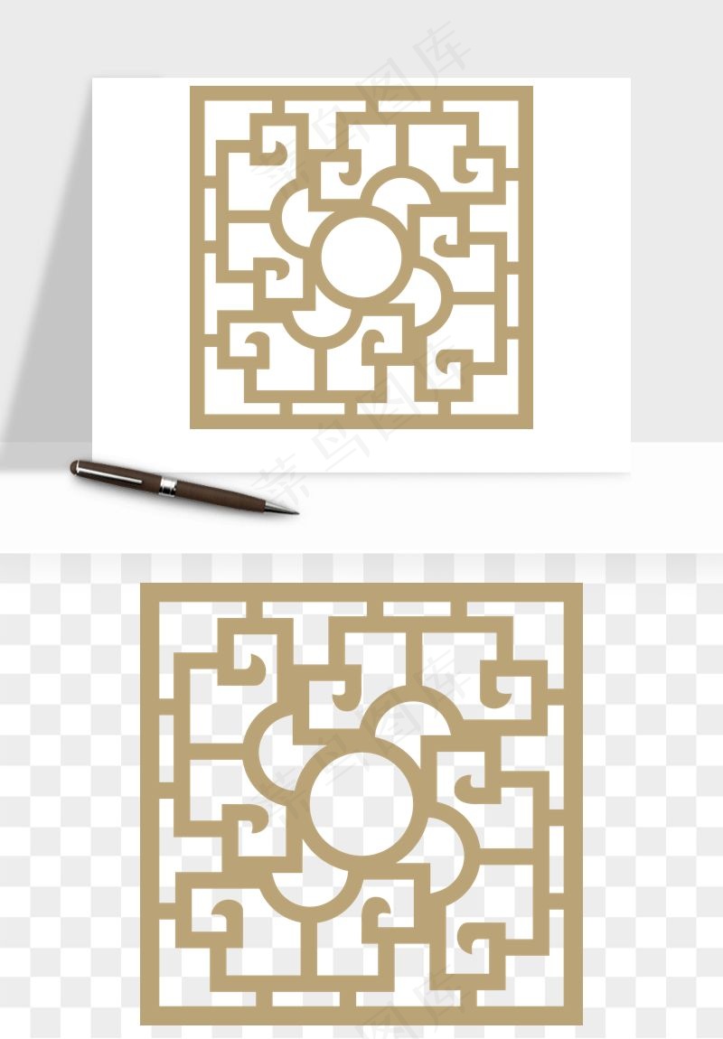 中式镂空古典图案png免抠