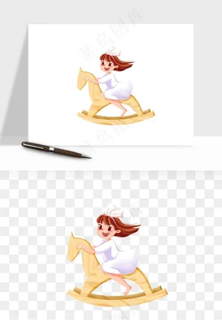 手绘儿童小孩玩耍png免抠