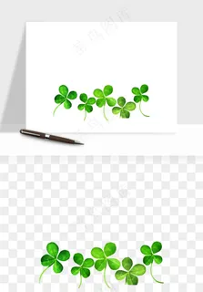 手绘四叶草幸运植物png免抠