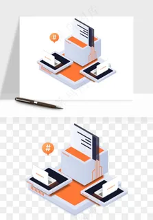 立体2.5d科技商务png免抠