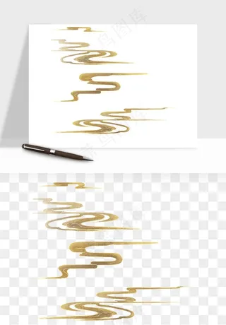 国潮线条祥云装饰png免抠