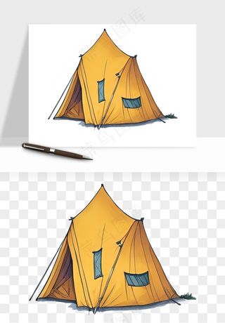 帐篷露营篝火png免抠