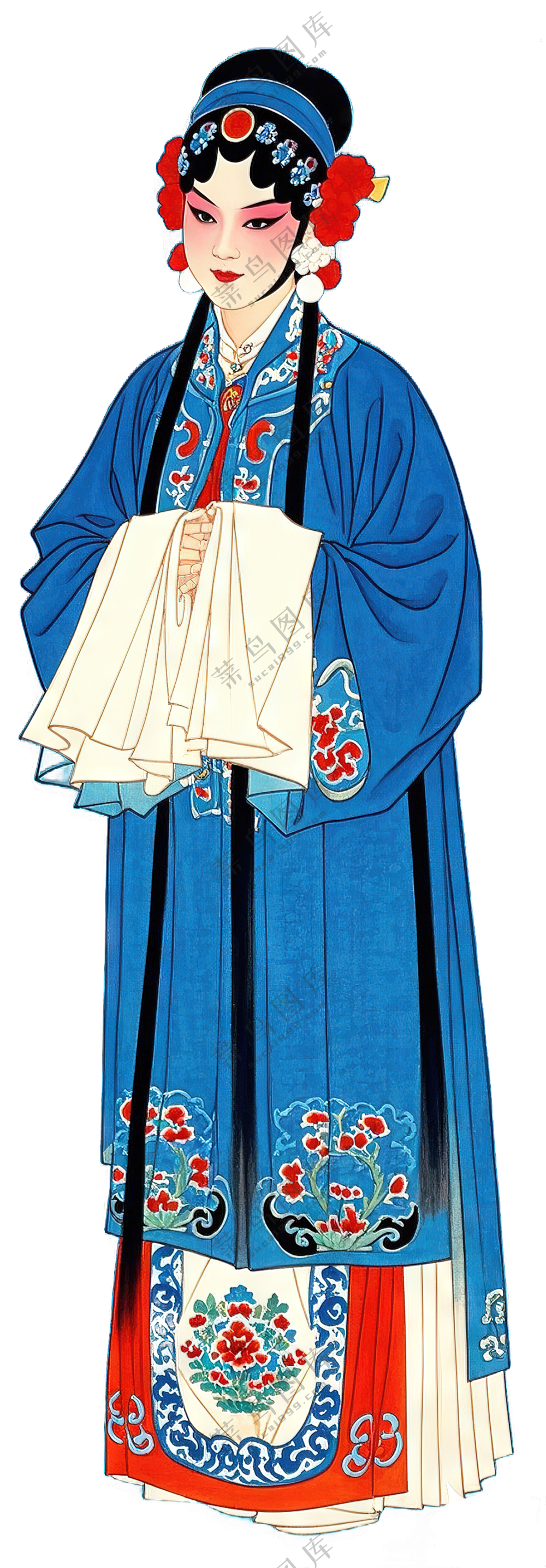 免抠中国画工笔画京剧花旦人物