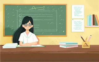 讲台上课教书育人老师黑板教师节卡通插画背景