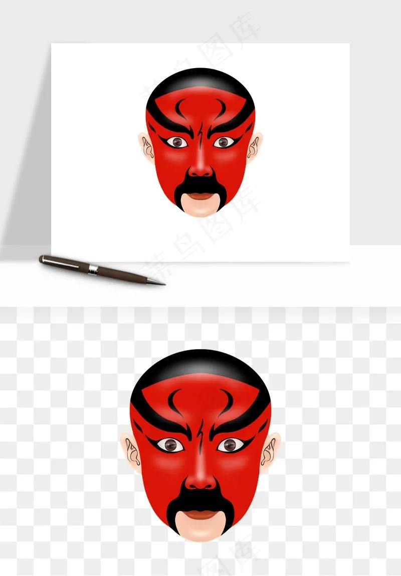 手绘戏剧脸谱卡通面具png免抠