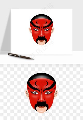 手绘戏剧脸谱卡通面具png免抠