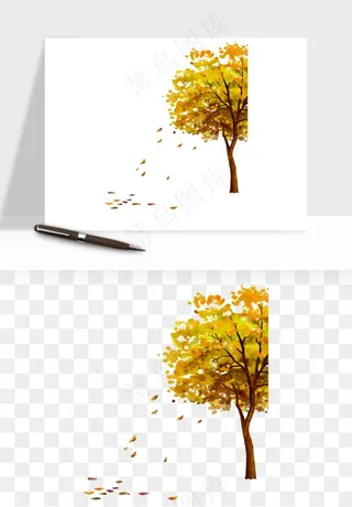 水彩手绘树木png免抠