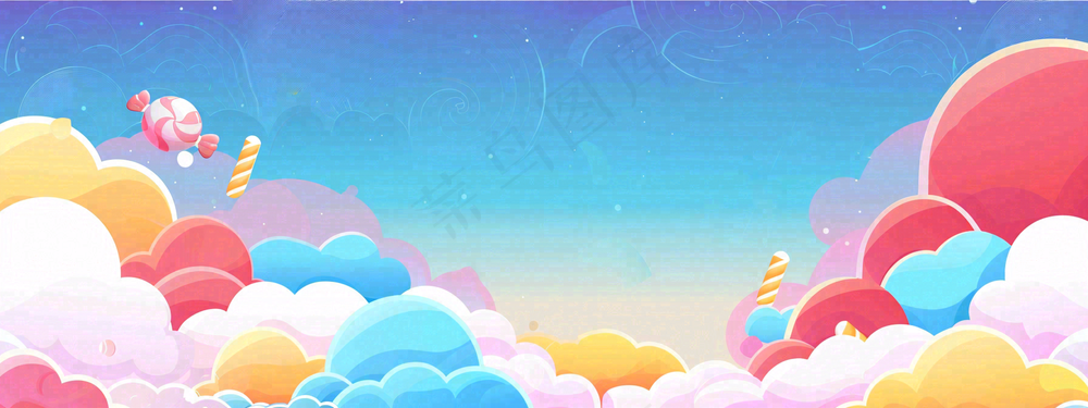 儿童梦幻糖果云朵儿童节卡通插画背景