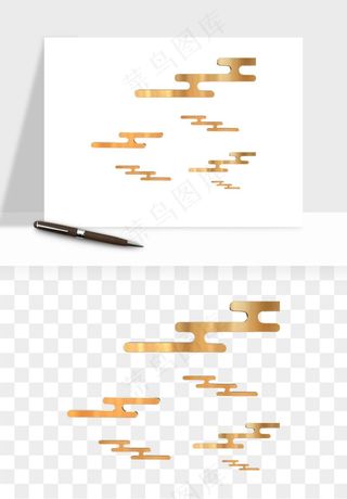 国潮线条祥云装饰png免抠