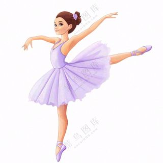 芭蕾舞舞蹈少女剪影卡通插画免抠