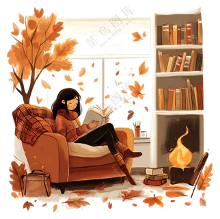 壁炉旁的舒适阅读