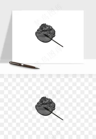 中式砚台毛笔书法png免抠