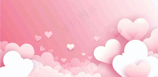 粉白色立体爱心浪漫情人节七夕插画背景