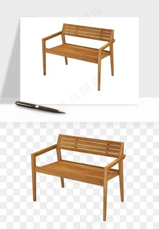 中式长椅长桌木桌png免抠