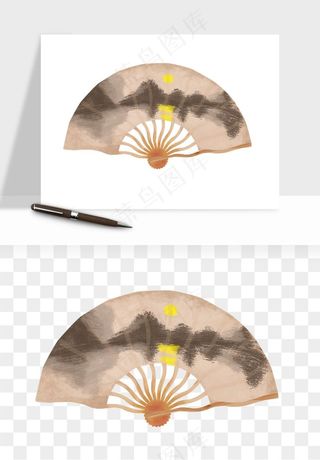 古风扇子元素png免抠