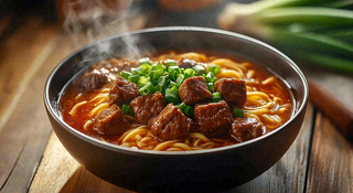 红烧牛肉面粉美食面食摄影图