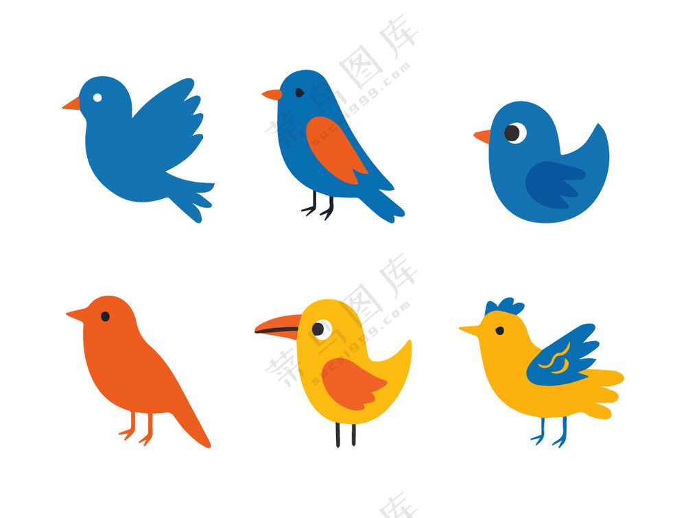 卡通风鸟类形象儿童插图