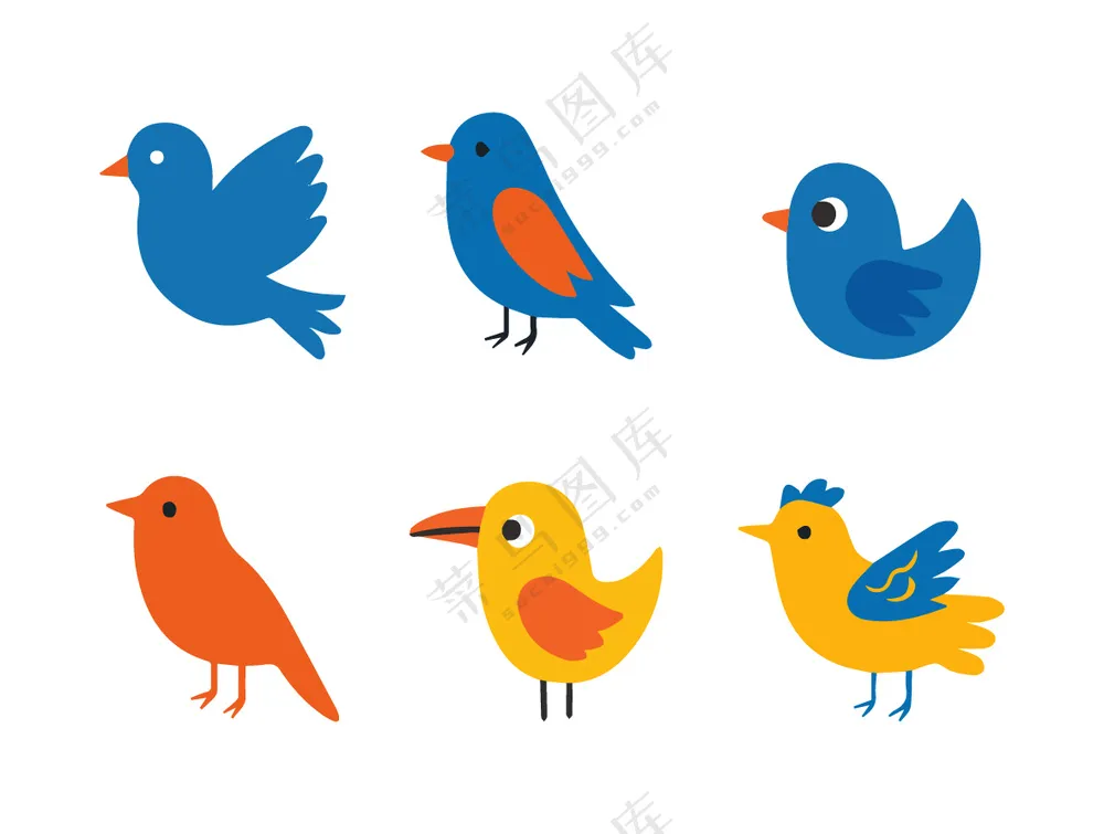 卡通风鸟类形象儿童插图