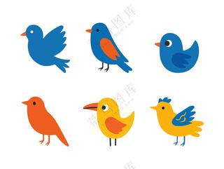 卡通风鸟类形象儿童插图