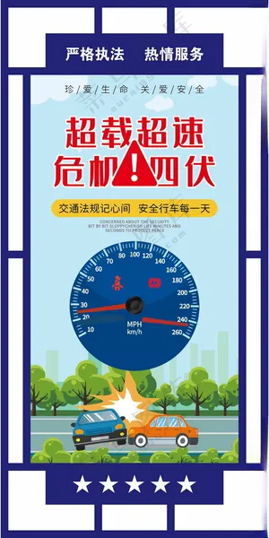 超速超载危机四伏交通安全教育设计海报