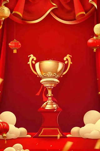 销量冠军销售红色大气奖杯背景