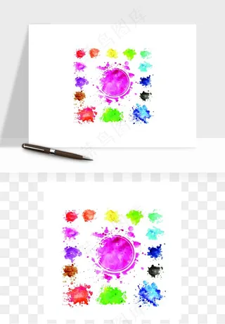 水彩泼墨涂鸦墨迹元素png免抠