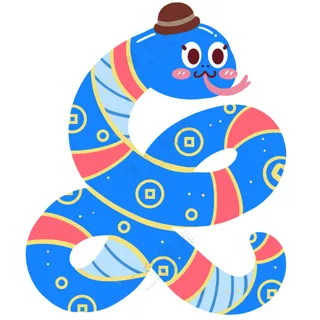 蛇年IP形象插画2025新春贺岁吉祥物蛇宝宝PSD分层图-15