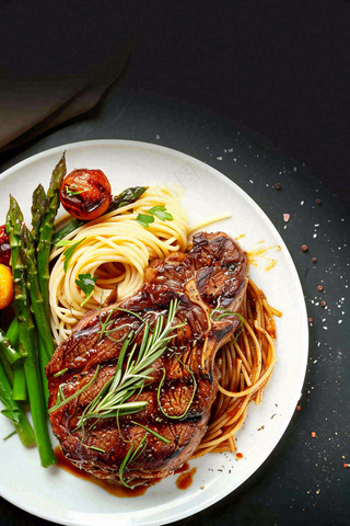 西餐牛排美食摄影图