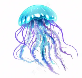 水母海洋动物卡通插画免抠