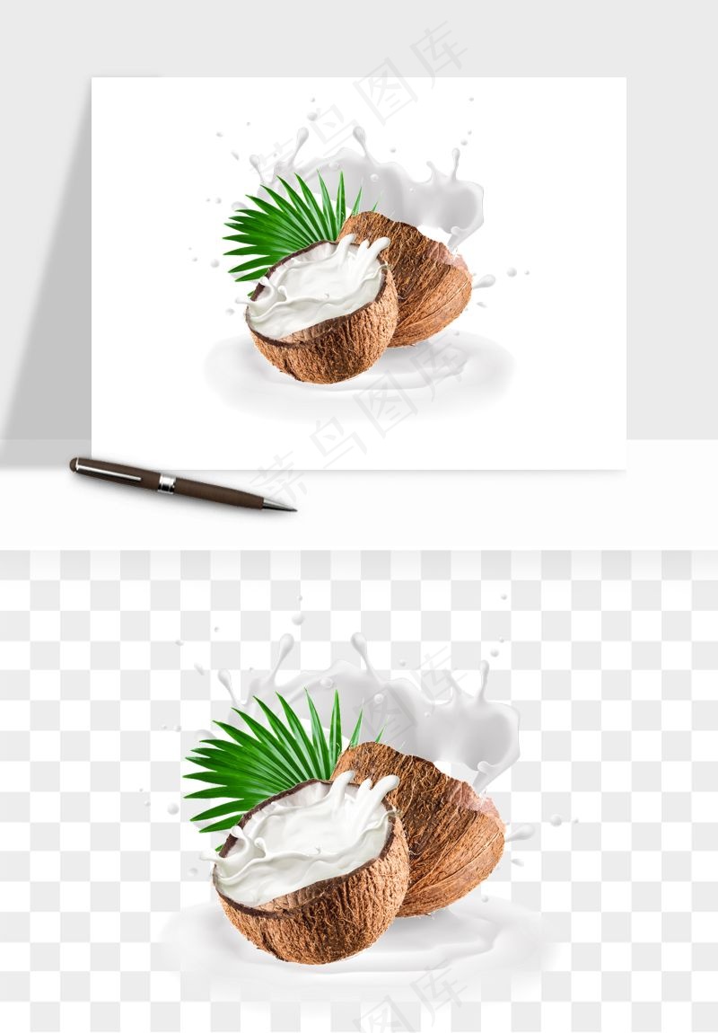 椰子椰果水果png免抠