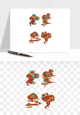 国潮敦煌云纹祥云云彩png免抠