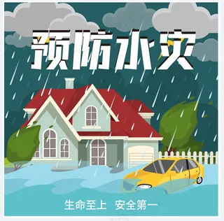 预防水灾自然灾害洪水海报