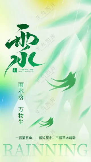 雨水节气传统活动海报