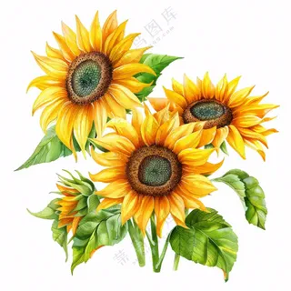 向日葵太阳花花朵插画免抠