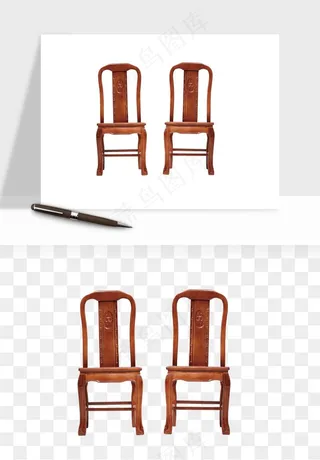 中式木椅子png免抠