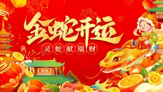 蛇年展板蛇节日背景海报