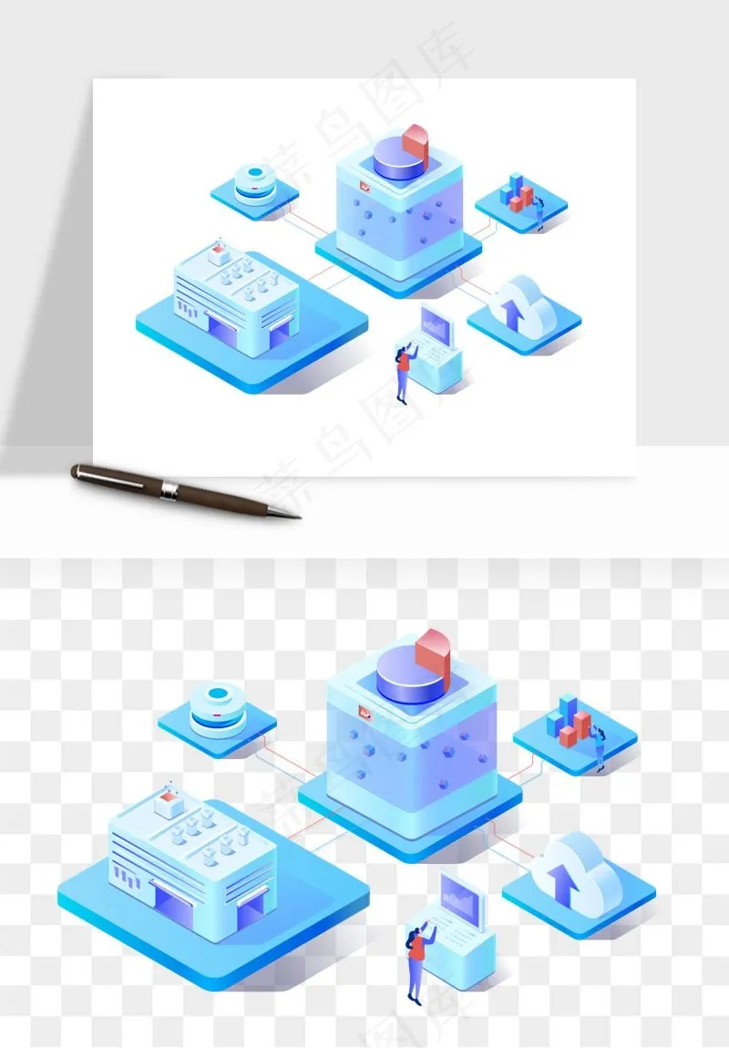 立体2.5d科技商务png免抠