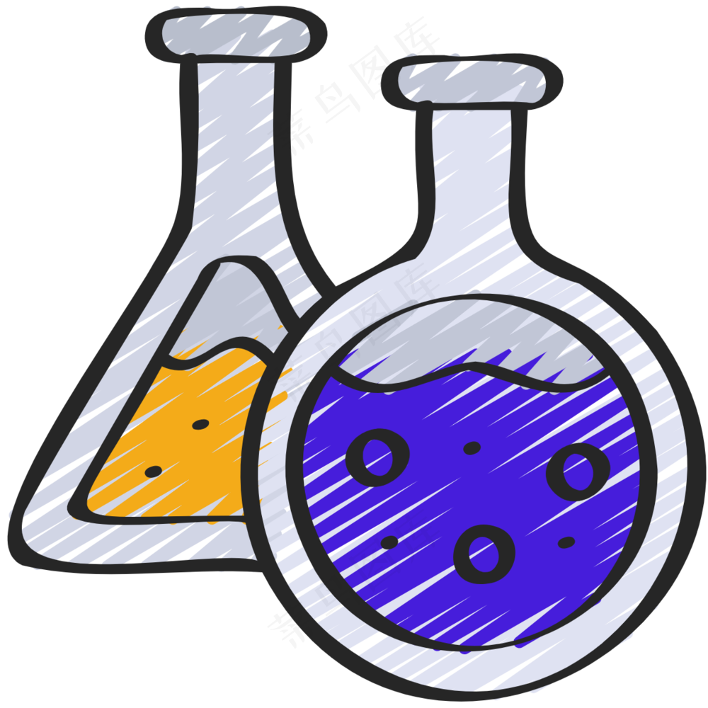 锥形瓶 圆形瓶 铅笔手绘图标icon