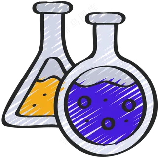 锥形瓶 圆形瓶 铅笔手绘图标icon