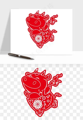 十二生肖剪纸中式纹样图案png免抠