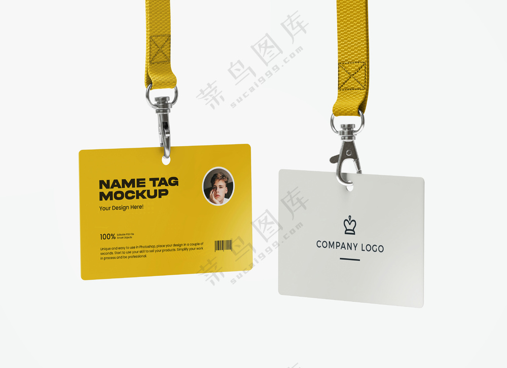工牌厂牌胸牌企业工作证件简约VI样机PSD模板4