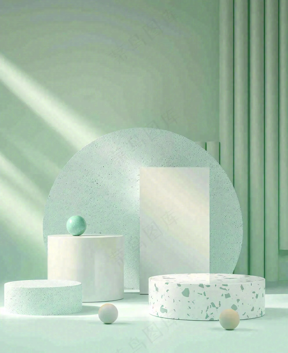 美妆护肤3d展台清新背景