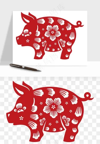 十二生肖剪纸中式纹样图案png免抠