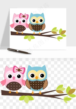 卡通手绘猫头鹰png免抠