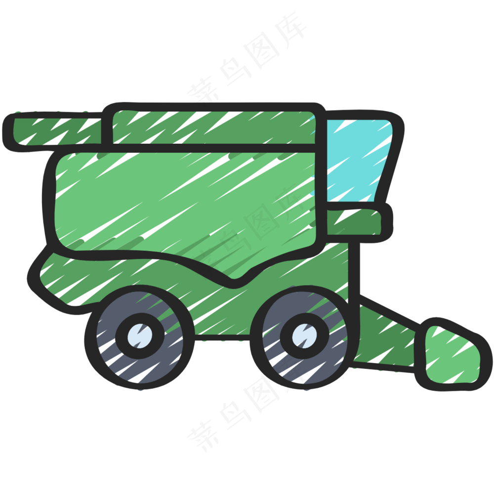 绿色组合收割机 农机 铅笔手绘图标icon